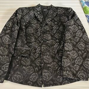 Le Suit Black and Gray Patterned Blazer